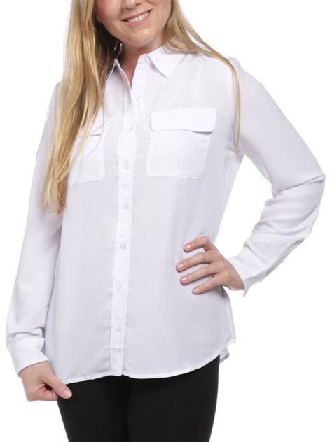 August Silk August Silk Womens Long Sleeve Button Down Blouse With