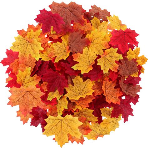 350 Pcs 7 Colors Artificial Maple Leaves Fall Leave Mixed