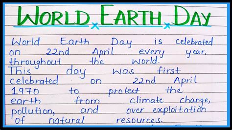 Essay On World Earth Day Earth Day Par Essay Short Note On Earth