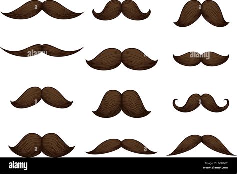 Hand Drawn Mustache Set Isolated On White Background Vector
