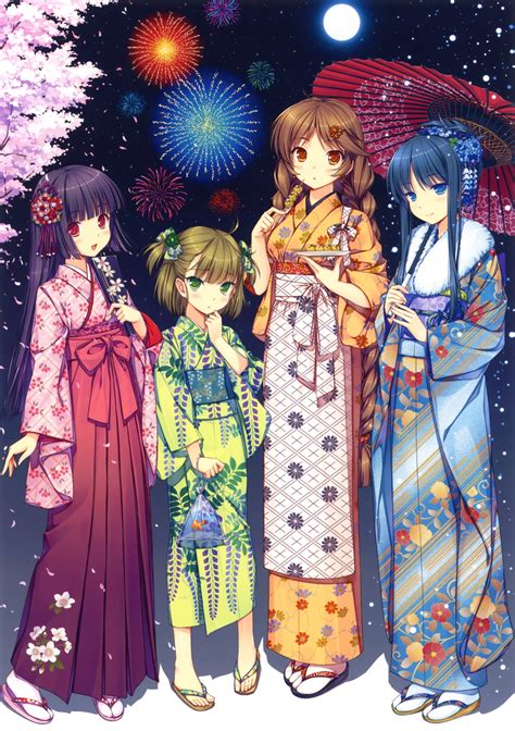 Original Anime Girl Kimono Cute Beautiful Dress Long Hair Girls