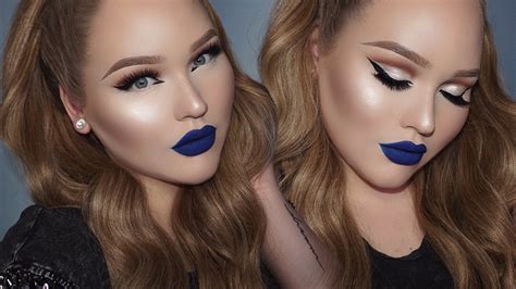 Blue Lipstick Glowy Glam Cut Crease Makeup Flawlessend
