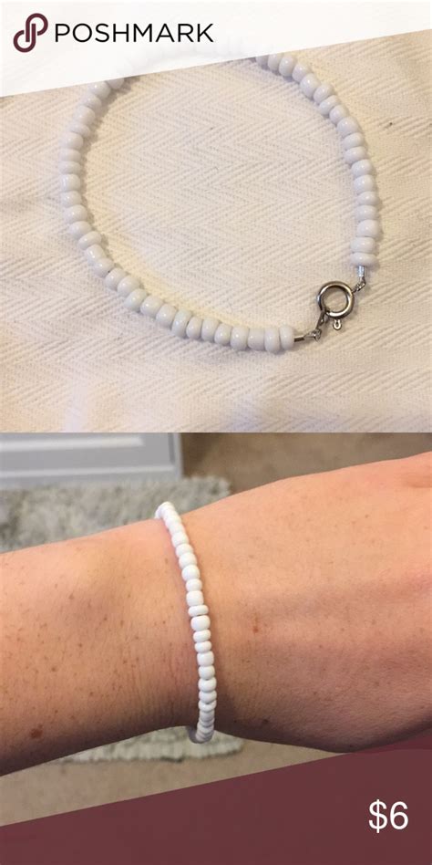 White Beaded Bracelet White Beads Bracelet Beaded Bracelets Stacked