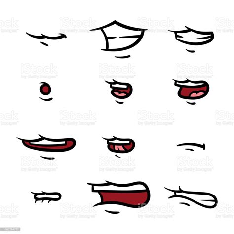 Set Of Cartoon Mouth Poses Stock Illustration Download Image Now