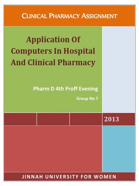 Application Of Computers In Hospital And Clinical Pharmacy Pharmacy