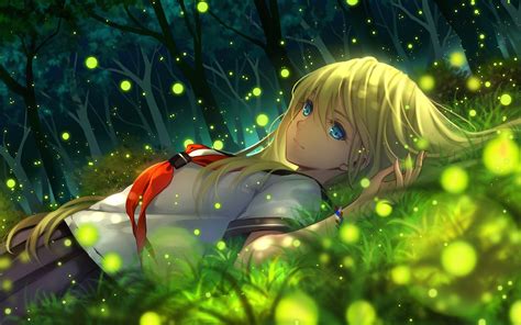 Anime Anime Girls Grass Wallpapers Hd Desktop And Mobile Backgrounds