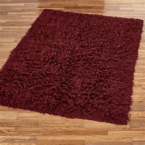 burgundy flokati wool shag area rugs