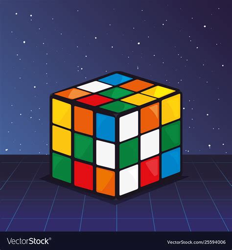 Cube Rubik Retro 80s Royalty Free Vector Image