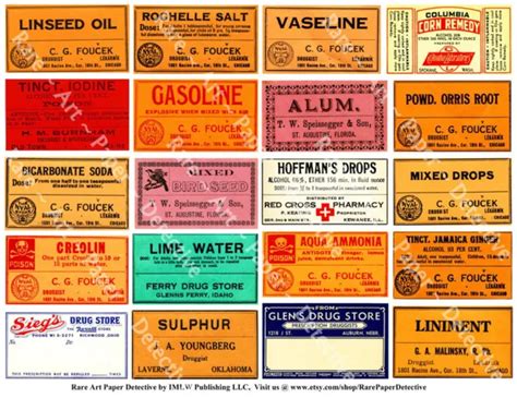 Pharmacy Labels Antique Labels Printed Apothecary Clip Art Medicine