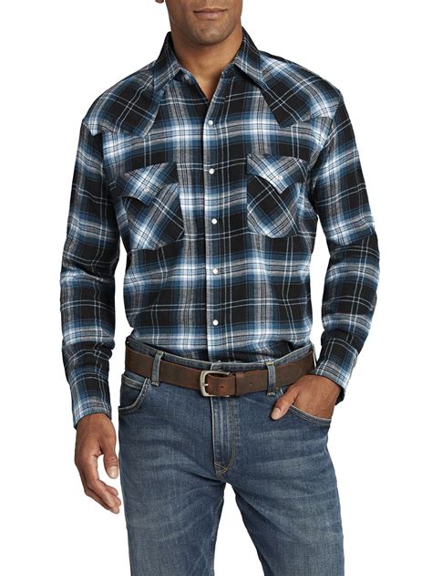Ely Cattleman Mens Long Sleeve Flannel Western Shirt