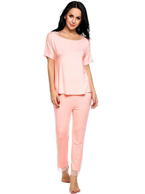 hascon 2019 women pajamas women 2 pieces sleepwear set lace patchwork elastic sleepwear with