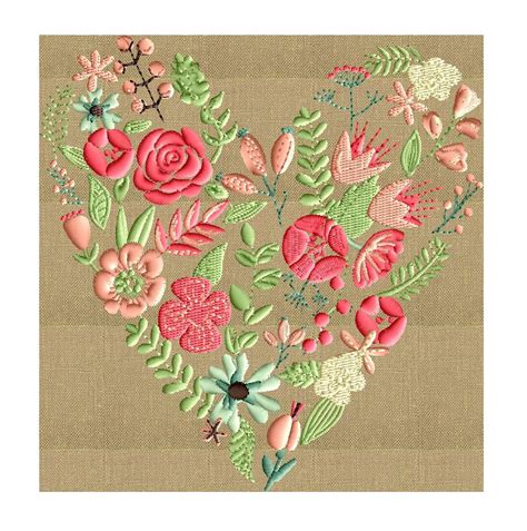 Floral Heart Embroidery Design Embroidery Design File Stitchelf
