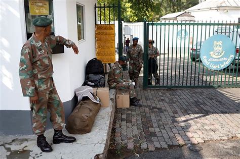 South african national defence force (sandf) soldiers stand at the doornkop military base in soweto on march 26, 2020 as they get ready to support the south african police service (saps) in. South Africa orders lockdown as continent moves to stop ...