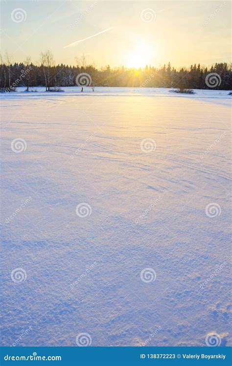 Frosty Winter Landscape With Rising Sun Stock Image Image Of January
