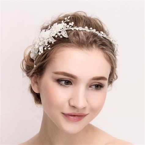 Aliexpress Com Buy Charming Organza Crystal Beaded Flower Headband