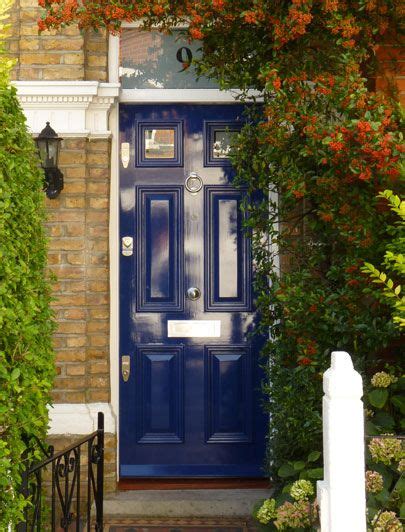Royal Blue Regency Front Door With Foliage Uk Blue