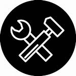 Icon Circle Hammer Wrench Tools Symbol Outline