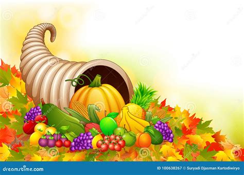 Autumn Cornucopia Horn Of Plenty With Fruits Stock Vector