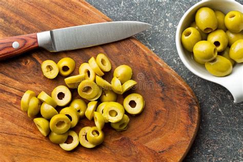 Sliced Green Olives Stock Image Image Of Natural Cutting 63550741