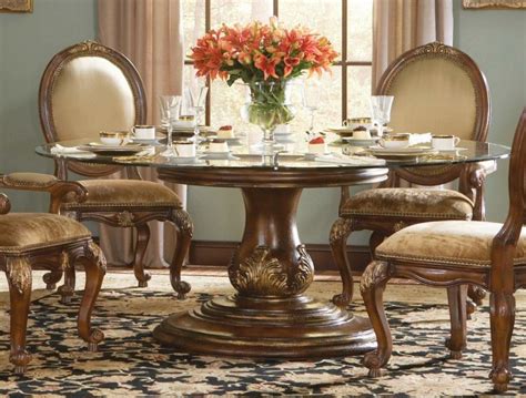 When you have dining table designs in teak wood with glass tops, you get a gorgeous. Round Glass Top Dining Table And Chairs Dining Room ...