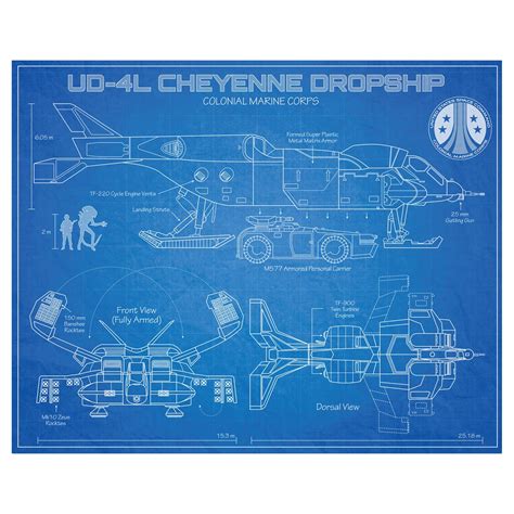Aliens Ud 4l Cheyenne Dropship Blueprint Style Print Etsy Canada