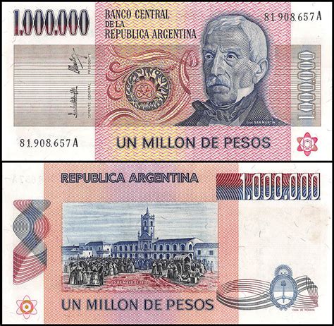 Banknote World Educational Argentina Argentina 1 Million Pesos