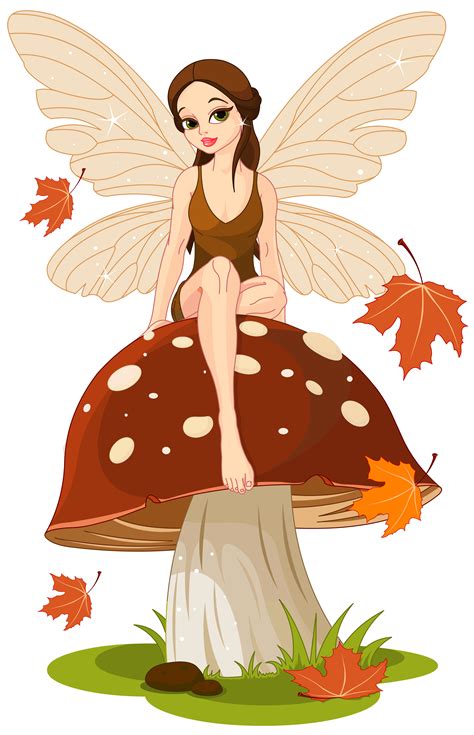 Autumn Fairyand Mushroom Png Clip Art Image Рисунки фей Силуэт феи Фея