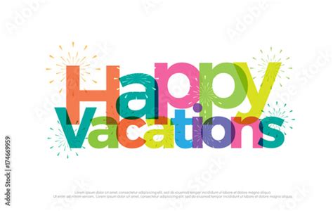 Happy Vacations Colorful Logo Happy Vacation Typography Design With