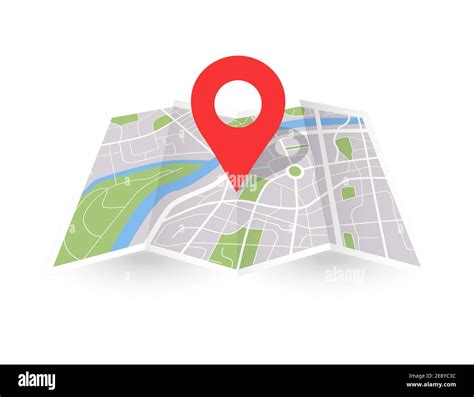 Folded City Map With Pin Paper 3d Location Place Icon Vector Gps