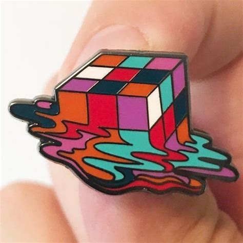 Melting Rubiks Cube Enamel Pin In 2019 Cool Ass Pins Lapel Pins