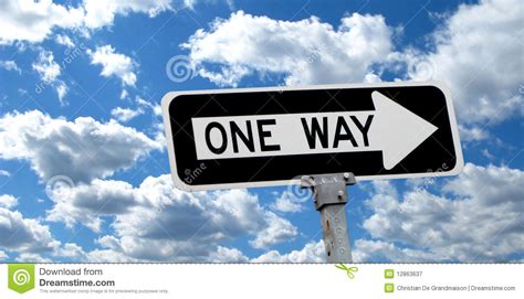 One Way Road Sign Stock Image Image Of Angled Direction