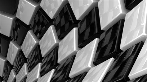 1920x1080 Pattern Texture Geometry Square Cube Reflection Black White