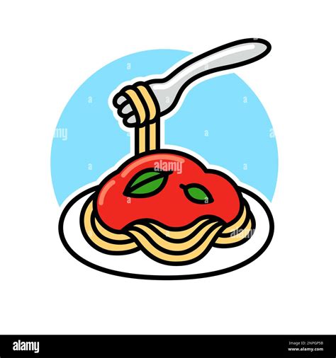 Spaghetti With Tomato Sauce And Basil Simple Cartoon Doodle Icon