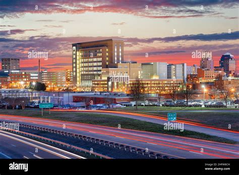 Durham North Carolina Usa Downtown Skyline At Dawn Stock Photo Alamy