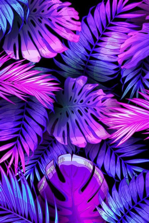Neon Color Tropical Leaves Trendy Colorful Palm Tree Leaf 1019168