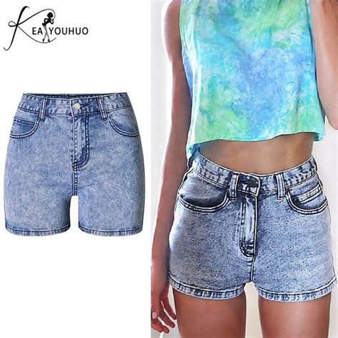 New 2018 Hot Summer Shorts Jeans Feminino Short For Women High Waist Jeans Woman Skinny Blue