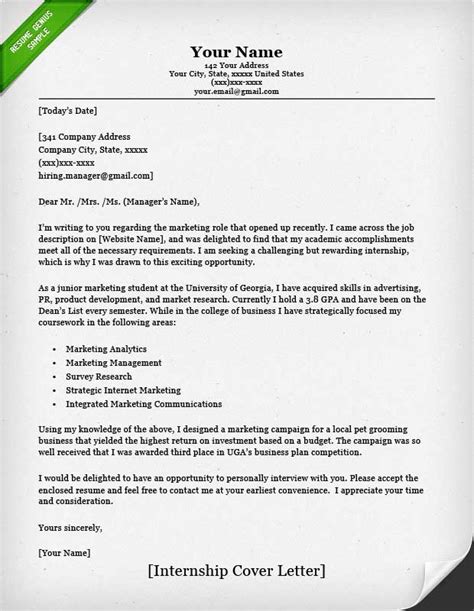 All formats available for pc, mac, ebook readers and other mobile devices. Internship Cover Letter Sample | Resume Genius