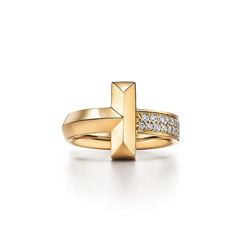 Tiffany T T1 Ring In Yellow Gold With Diamonds 45 Mm Wide Size 7 In