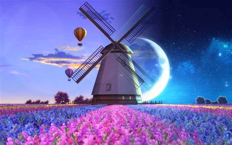 Wallpaper Id 79555 Artist Artwork Digital Art Hd Windmill