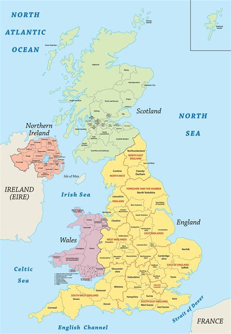 Reino Unido Mapa Mapa Politico De Reino Unido Con Regiones Y Sus