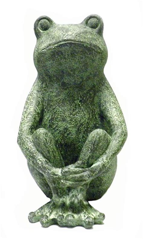 Large Resin Frog Statue W Faux Verdigris Patina 1175