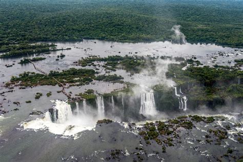 Helicopter View Of Iguazu Falls Stock Image Image Of Horizontal