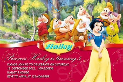 Disney Princess Invitation Printable Snow White Birthday Invitation