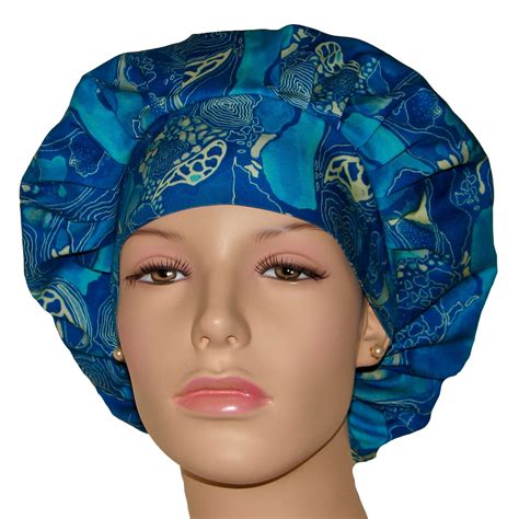 Turquoise Blue Crystal Garden Scrub Hat-ScrubHeads-Bouffant Scrub Hat-Women's Scrub Hat-Etsy ...