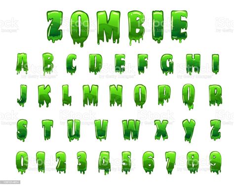 Zombie Font Alphabet Groene Slijm Gestileerde Halloween Eng Effect