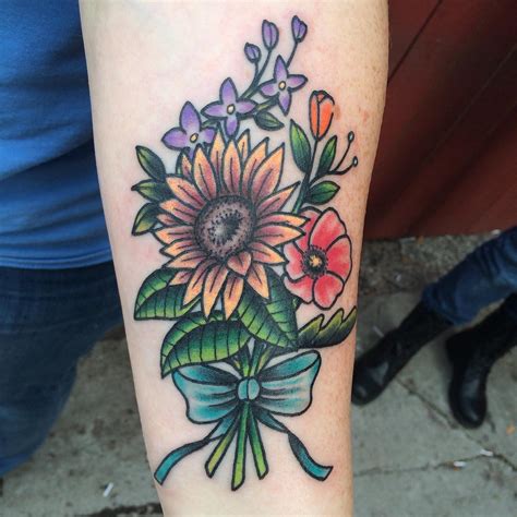 A sunflower bouquet has many symbolic meanings. 80+ Bright Sunflower Tattoos - Designs & Meanings for Happy Life (2019)