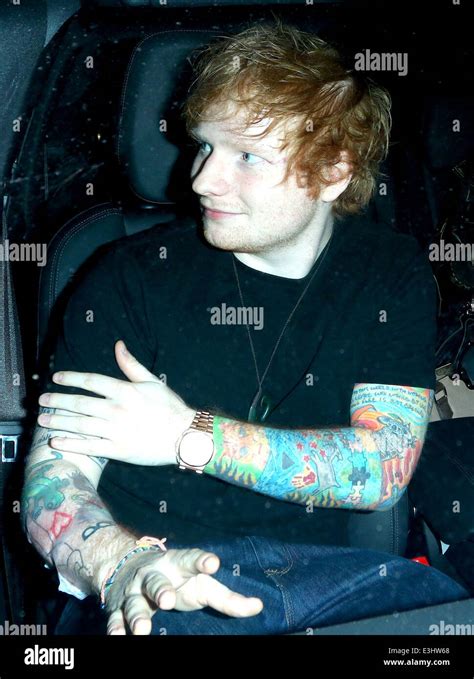 Ed Sheeran Leaving A Tattoo Shop In West Hollywood The Singer Appears To Have A Plastic Cover