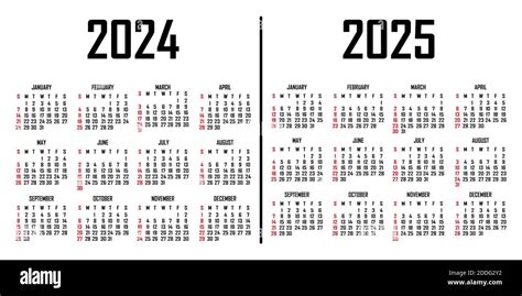 Simple 2025 Year Calendar Hi Res Stock Photography And Images Alamy
