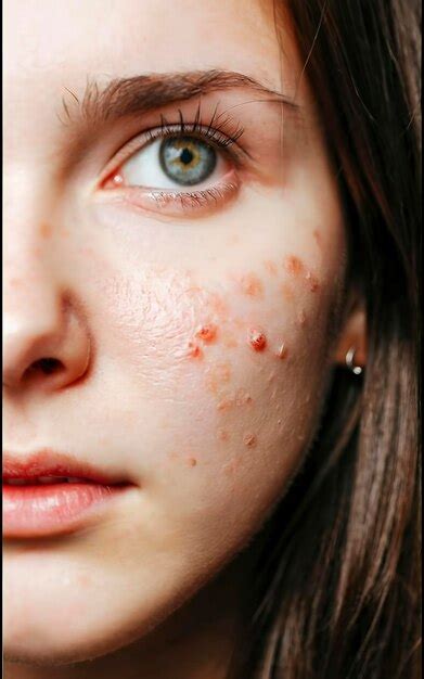 Premium Ai Image Acne Teenage Girl With The Pimples On Her Face