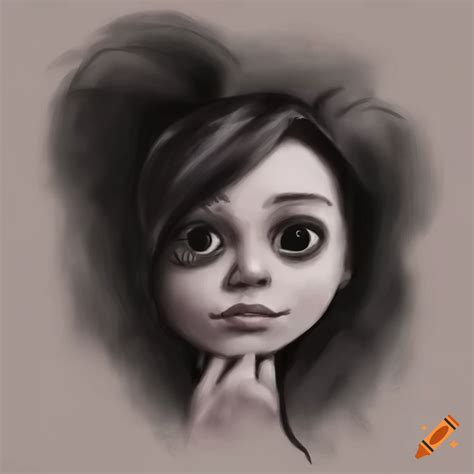Charcoal Drawings Of Disney Characters In Tim Burtons Style
